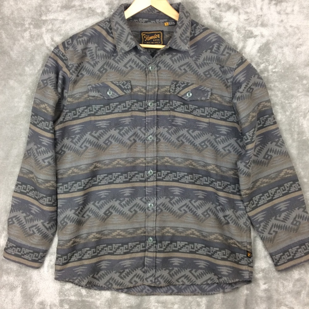 Howler Brothers Sheridan Flannel Mens XL Southwest Aztec Button Up Long Sleeve